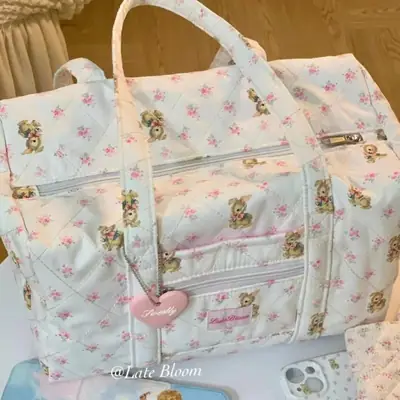 Floral Travel Tote Bag for Girls 2024 Commuter Student