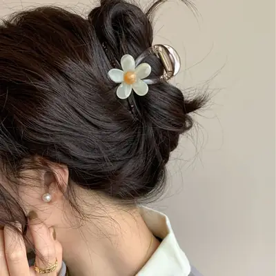 Korean Flower Hairpin for Women Medium Clip