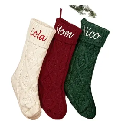 Knitted Wool Embroidered Socks for Home Decor