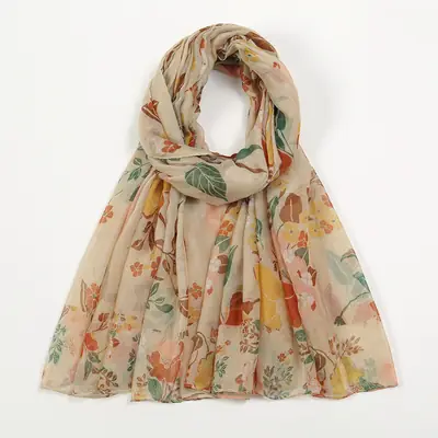 Women Printed Chiffon Scarves Floral 2024 Spring