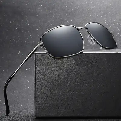 Men's Polarized Sunglasses Black Square Retro Design