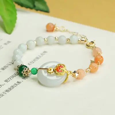Jade Bracelet with Jade Beads and Green Decor