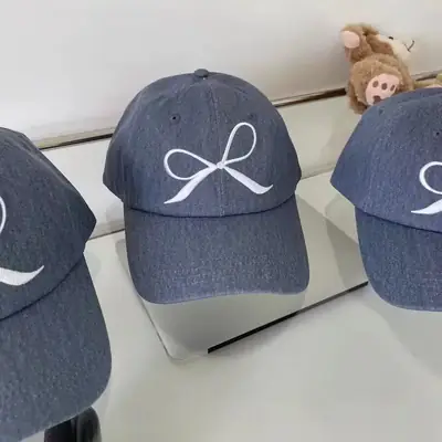 Blue Bow Baseball Cap for Men Women Casual Sun Hat