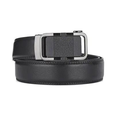 Men's Black Genuine Leather Belt with Gold Buckle 14-16"