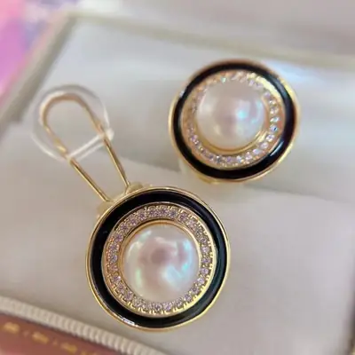 Natural Freshwater Pearl Pearl Earrings Gold Plated