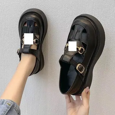 Black Roman Sandals Women Platform Heel Summer