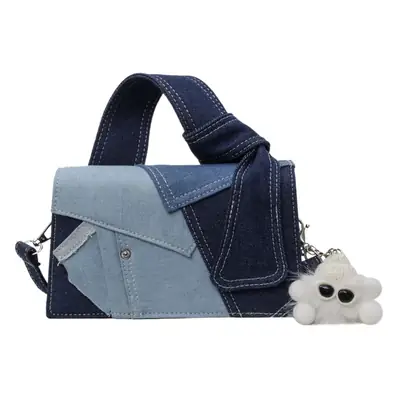 Women Denim Shoulder Messenger Bag Blue Light Square Design