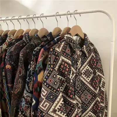 Men's Cuban Print Long Sleeve Jacket Autumn Winter