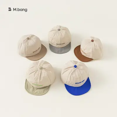 White Blue Letter Spliced Baby Cap Summer Outing