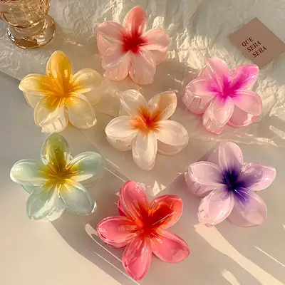 Purple Floral Hair Clips with Crystal Accents