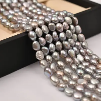 Baroque Pearl Bracelet Set Natural Gray Semi Finished