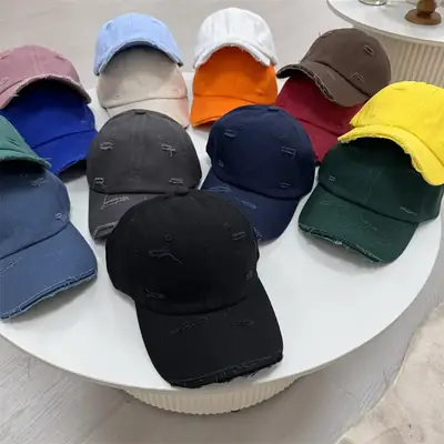 Men Distressed Cotton Cap Retro Style Brown Clothing Accessories