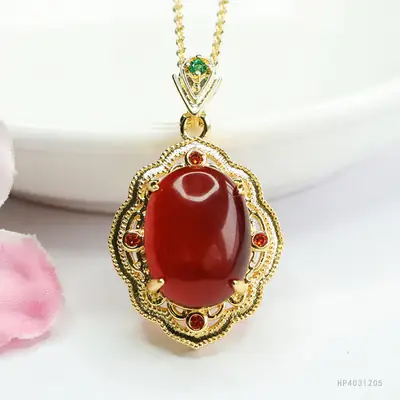 Guan Yu Natural Amber Pendant Necklace for Women
