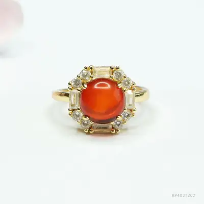 Guan Yu Natural Amber Ring Vintage Style Women's