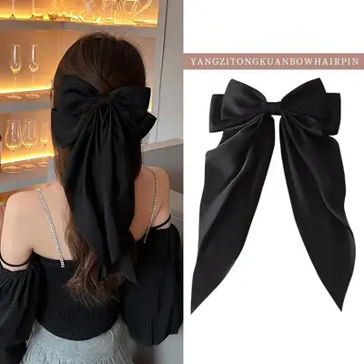 Black Bow Hairpin Clip for Women