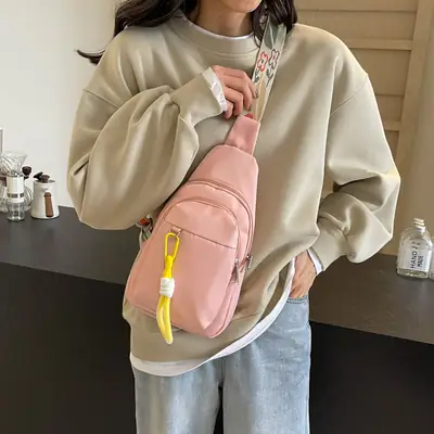 Pink Multi-Compartment Shoulder Bag for Women