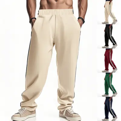 Men's 2025 Cross-Border Pants Loose Side Striped Wide Leg
