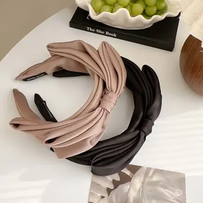 2025 Satin Bow Headband Large Elegant High-End