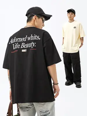 Adorned Whites Life Beauty Cotton T-Shirt Black Short Sleeve