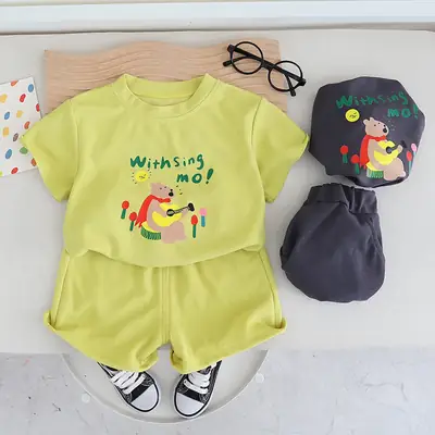 Girls Cotton Shorts Set Yellow Wish Sing Mot