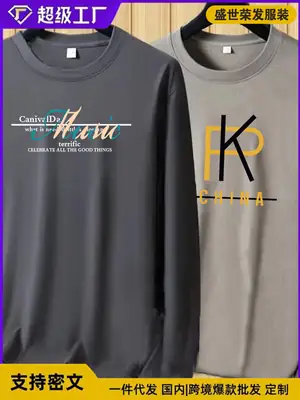 Men Printed Long Sleeve T-Shirt Grey Large