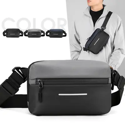 Men's Lightweight Crossbody Bag Black Textured