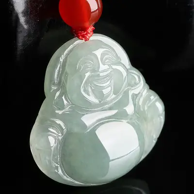 Jade Laughing Buddha Pendant Necklace for Women