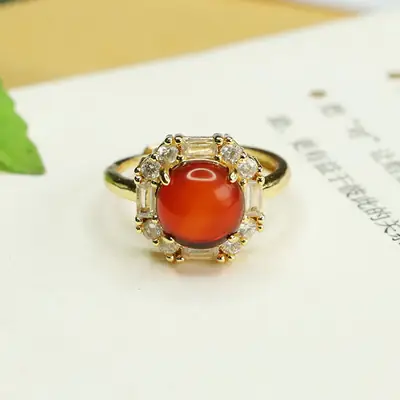 Vintage Gold Amber Ring for Women
