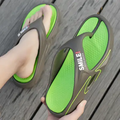 Men's Green Lime Casual Flip Flops Summer Slip-On Sandals