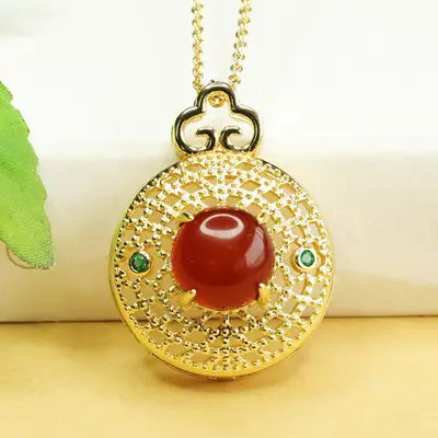 Aiyu Natural Amber Pendant Necklace for Women
