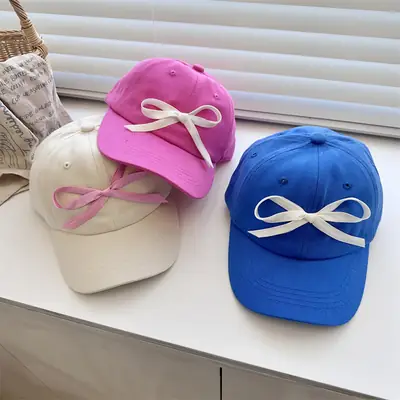 Lilac Bow Cap for Girls Sun Protection