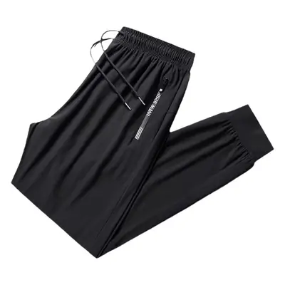 Men's Black & Gray Ice Silk Jogger Pants Korean Style