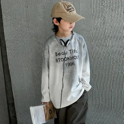 Spring Boys Long Sleeve Letter Top Grey 1996