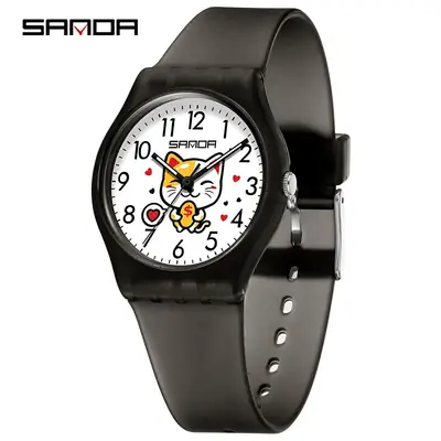 Sanda Cartoon Lucky Cat Waterproof Kids Watches