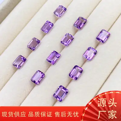 Natural Amethyst Ring Surface Small Octagonal Chamfered Stones