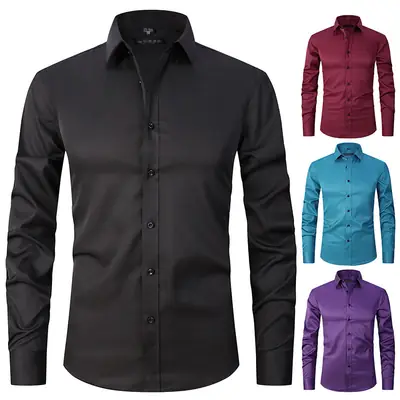 Men's Blue Slim Fit Long Sleeve Shirt