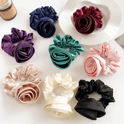 2025 Spring New Rose Satin Hair Tie for Women