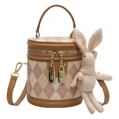 New Girl's Rhombus Shoulder Bag with Bunny Decor