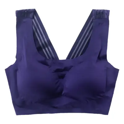 Women's Wireless Push-Up Vests Blue XL Sleep Back Seamless