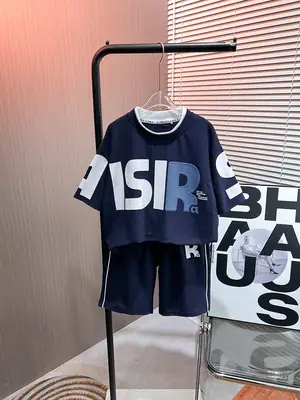 Boys Printed 2-Piece Shorts Suit Navy Blue Summer 2026