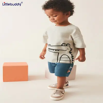 Cross-Border Boys Summer Suit Elastic Waist Pants Cotton T-Shirt
