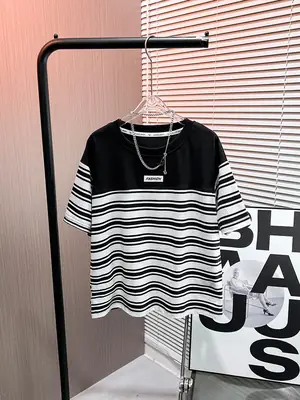 Boys Summer Striped T-Shirt Black White 2026