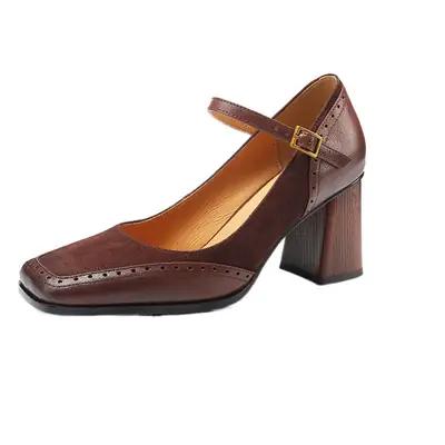 Black French Style Mary Jane Heel Shoes for Women