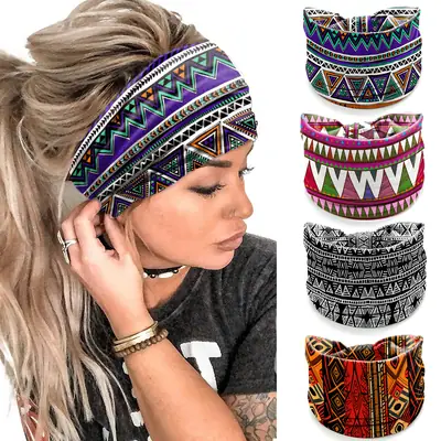 African Print Wide Bream Elastic Headband for Women
