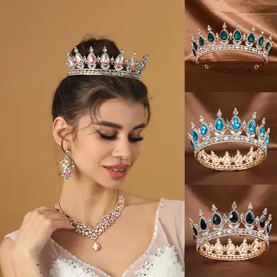Red Rhinestone Full Circle Crown Hair Accessory