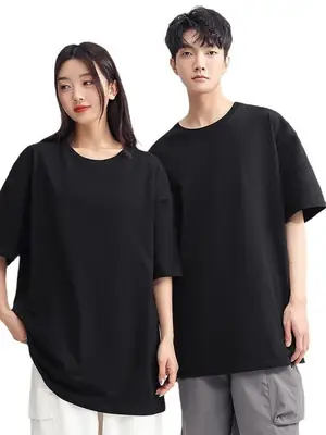 Men Black Cotton T-Shirt Loose Fit Summer Wear