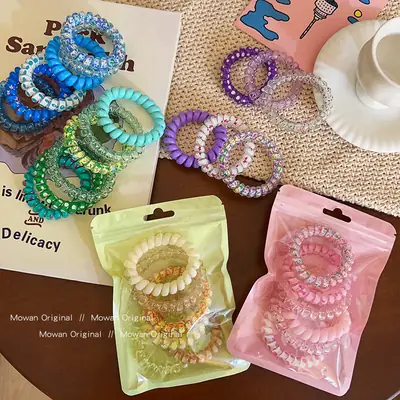 Purple Crystal Hair Rope for Women Summer 2024