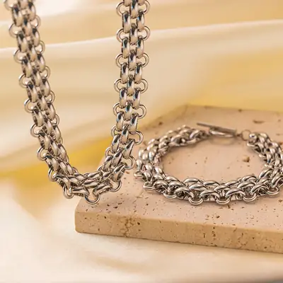 Titanium Steel Exaggerated Buckle Bracelet Necklace