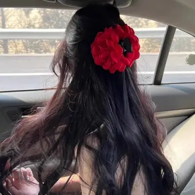 Red 3D Rose Hair Clip for Women