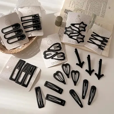 Black Simple Frosted Hairpins for Women
